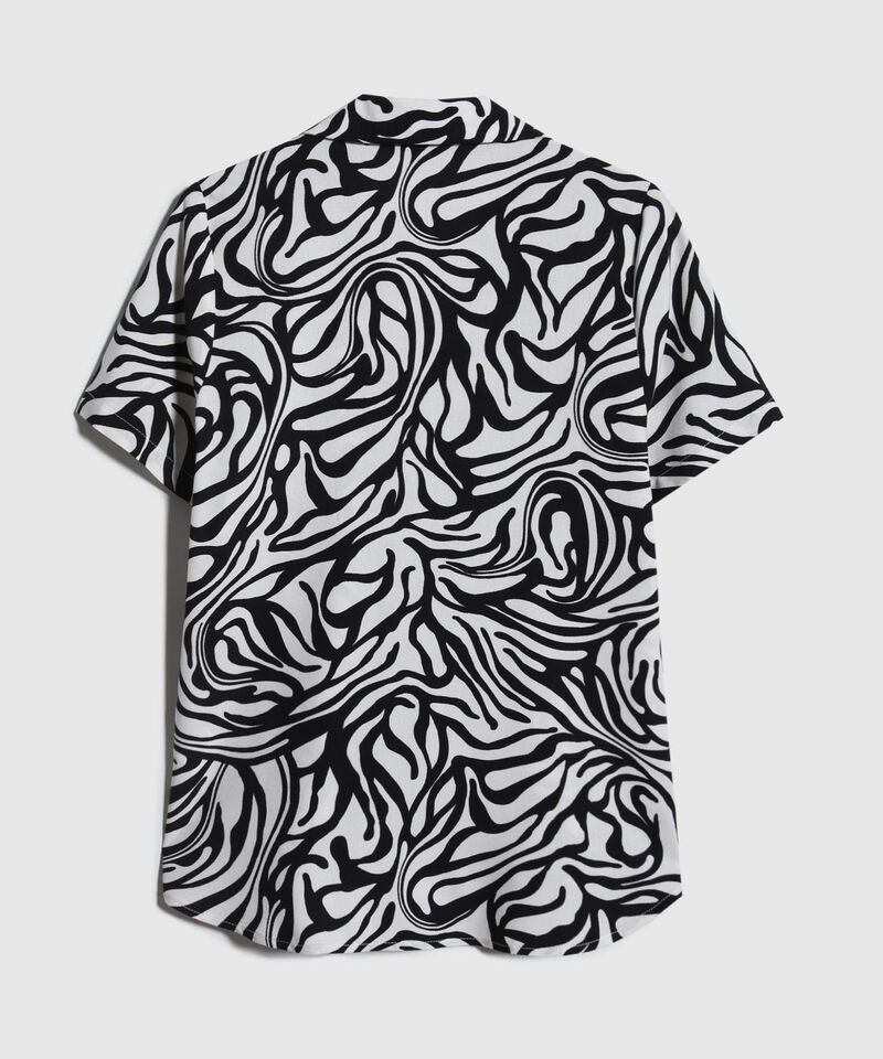 Camisa Estampada, Manga Corta, Cuello Camisero