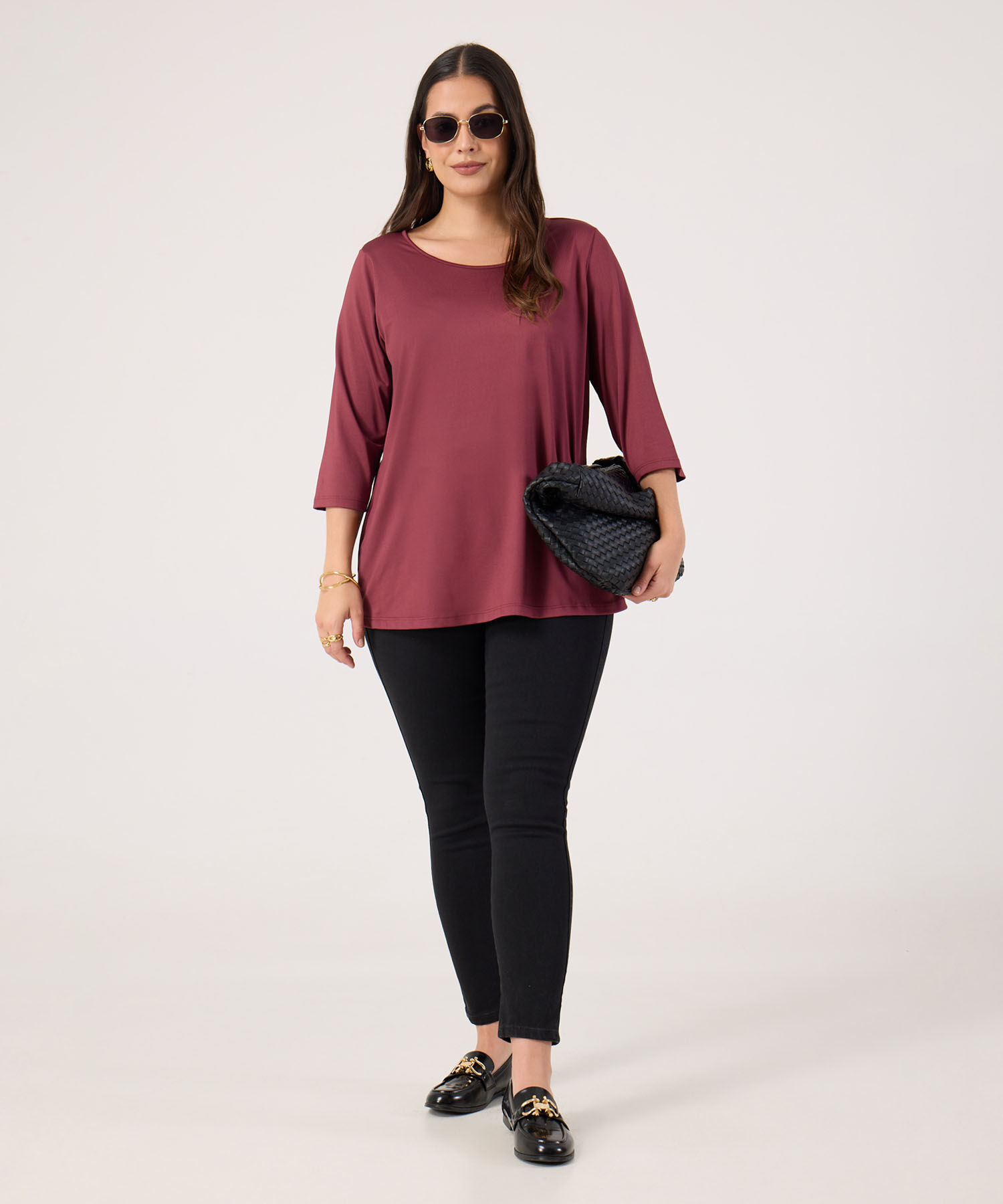 Camiseta Unicolor Para Mujer