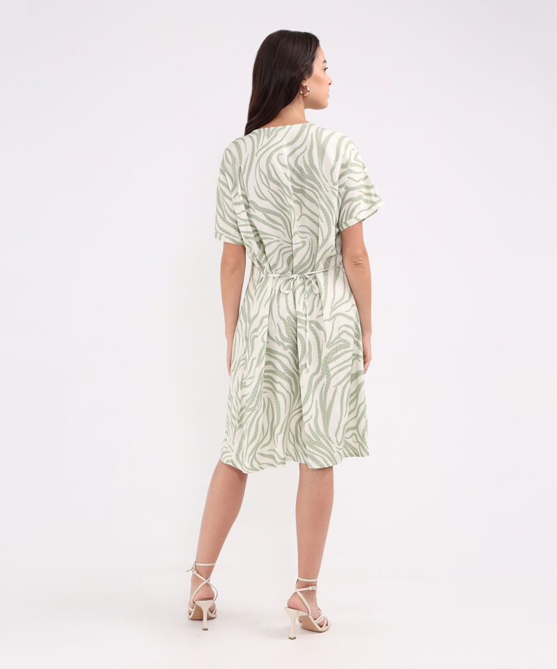 Vestido Corto Estampado Con Cinturón