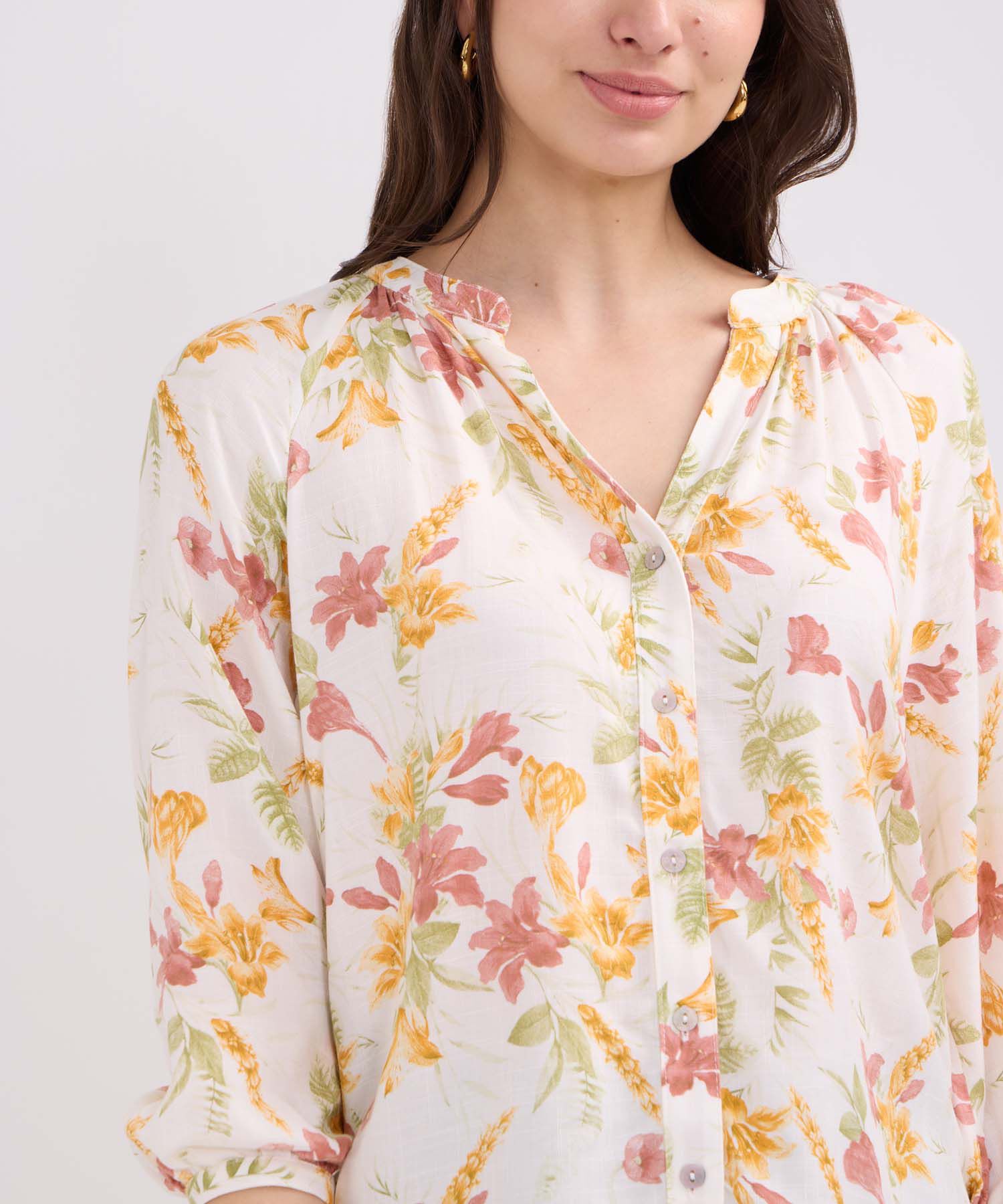 Blusa Manga Tres Cuartos Cuello Neru  Estampada