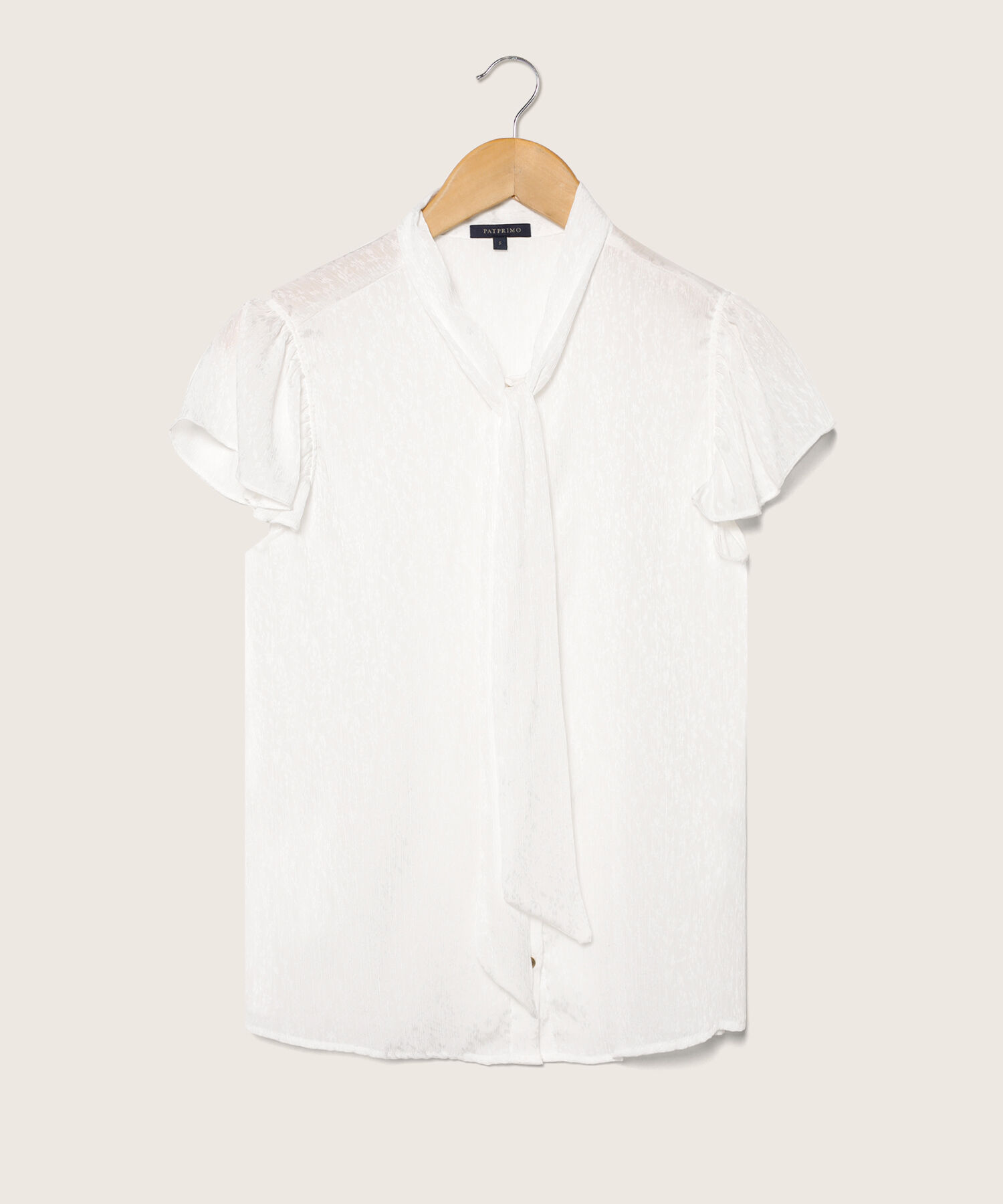 Blusa Manga Corta Unicolor Cuello Corbata
