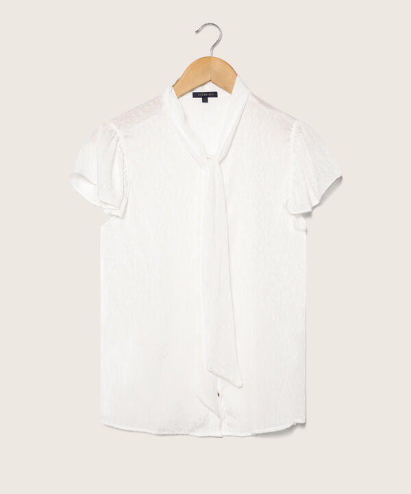 Blusa Manga Corta Unicolor Cuello Corbata