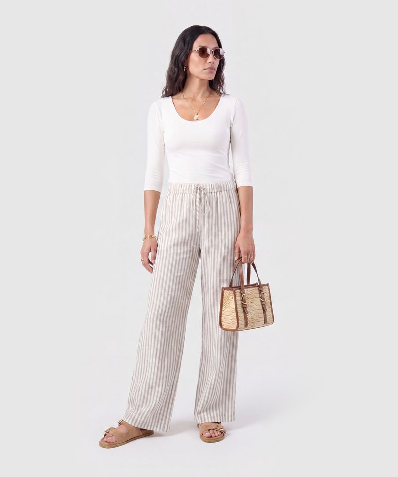Pantal&oacute;n Recto Con Cord&oacute;n Mujer