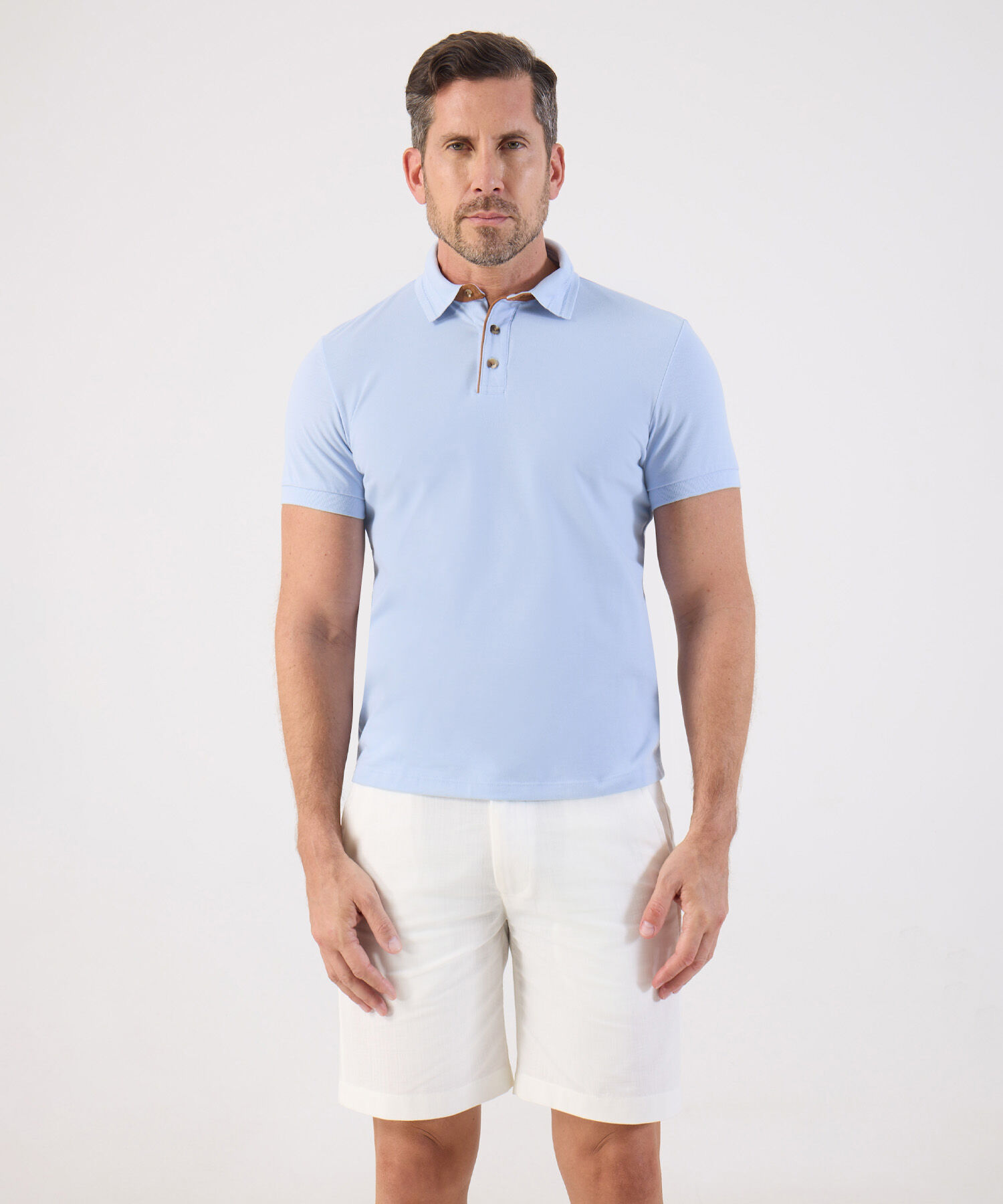 Polo De Botones Contraste Para Hombre