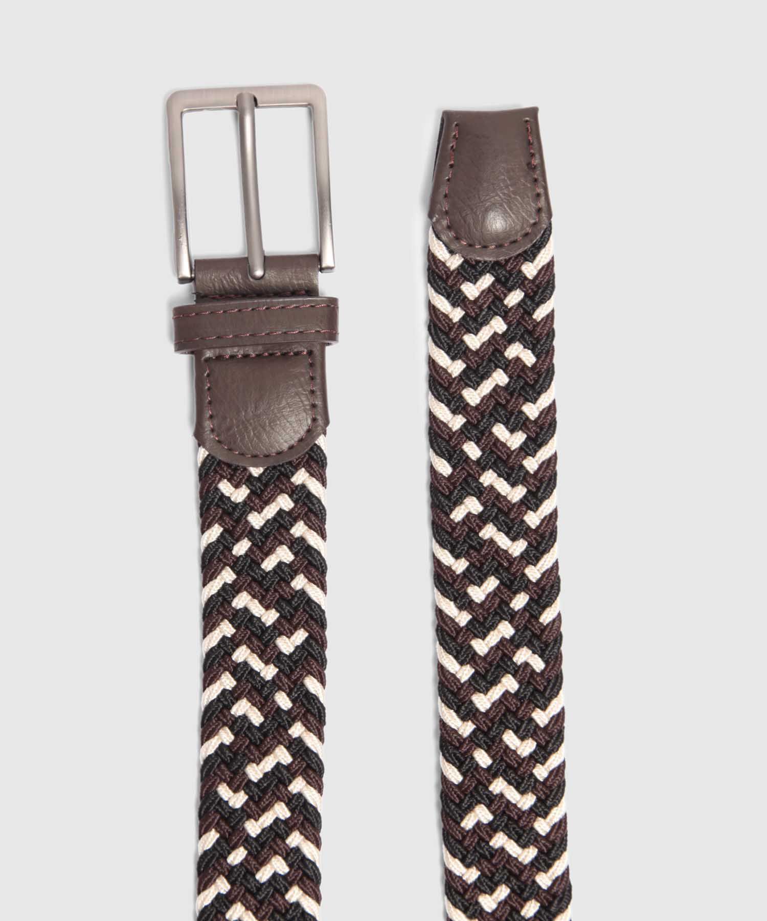 Cinturón Trenzado Elástico con Patrón de Cuadros Para Hombre