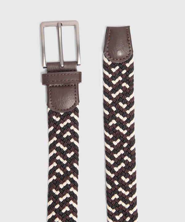 Cinturón Trenzado Elástico con Patrón de Cuadros Para Hombre image number null