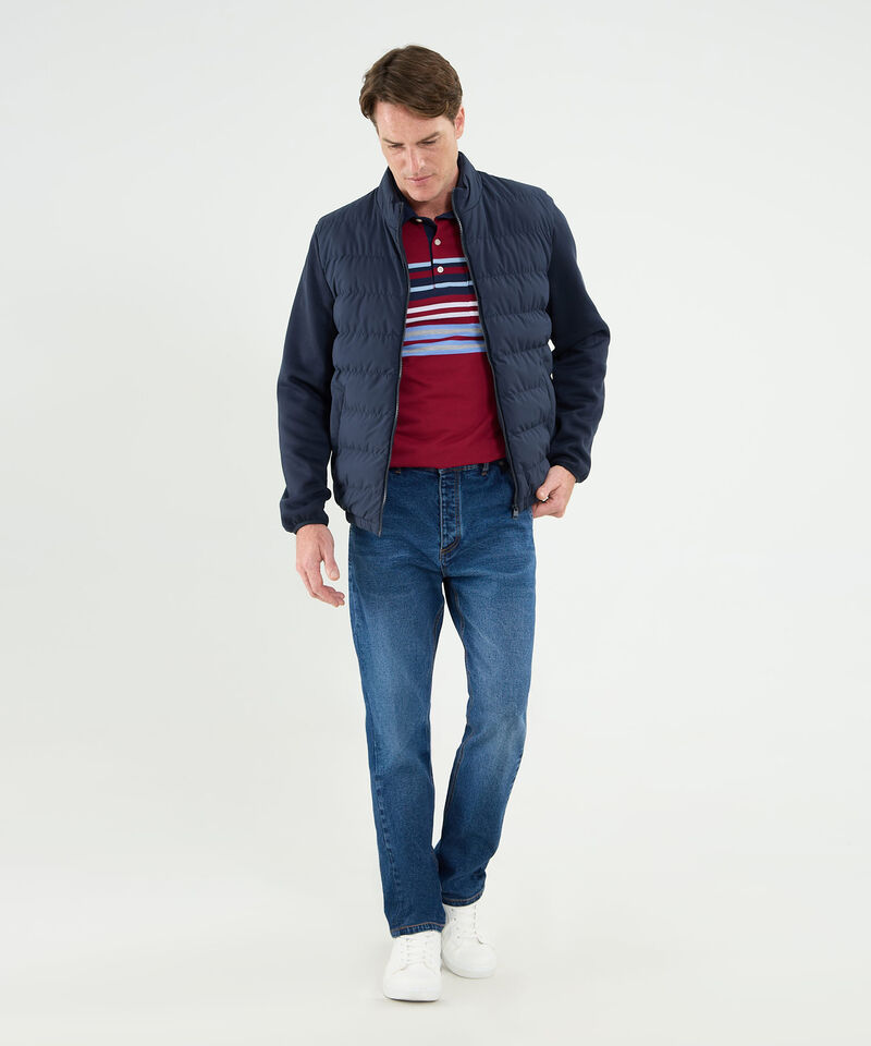 Chaqueta Acolchada Con Mangas En Tela Contraste Para Hombre