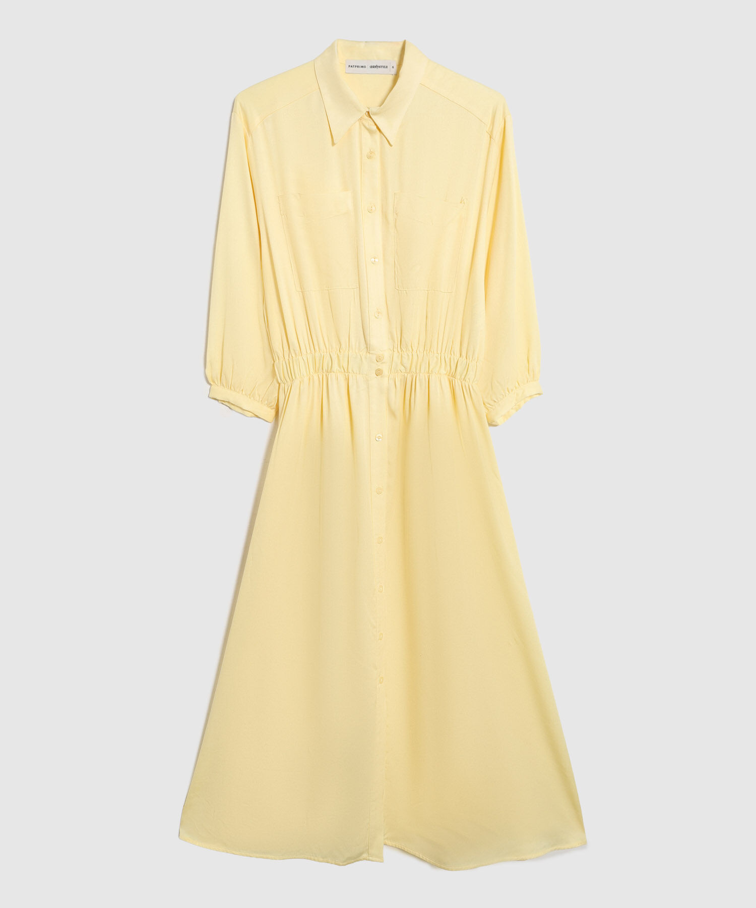 Vestido Largo Camisero Con Bolsillos Mujer