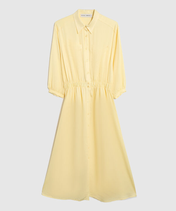 Vestido Largo Camisero Con Bolsillos Mujer