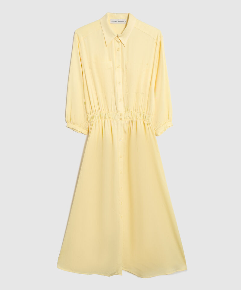 Vestido Largo Camisero Con Bolsillos Mujer