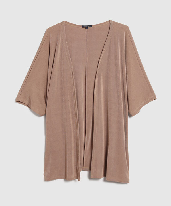 Saco Wrap Unicolor Textura, Manga Rodada Con Silueta Fluida, Trópico Floral