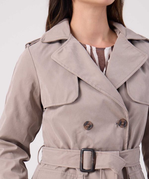 Chaqueta Trench Unicolor Con Cinturon  image number null