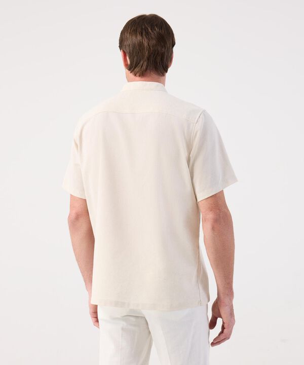 Guayabera de Manga Corta para Hombre con Cuello Mao