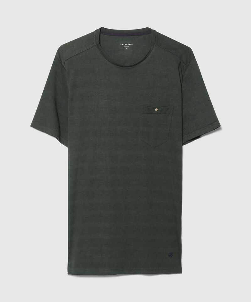 Camiseta Unicolor, Cuello Redondo Con Bolsillo De Parche