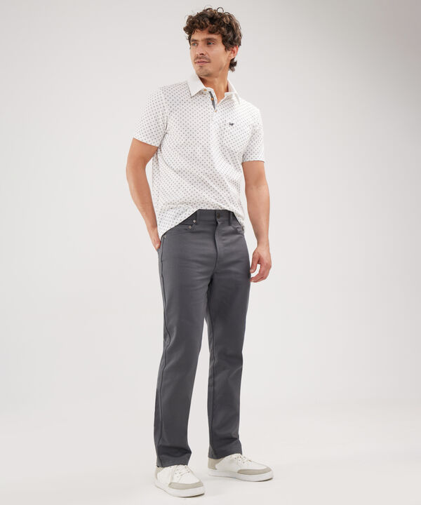 Polo Estampada, Cuello Duro Con Bolsillo, Silueta Regular Fit