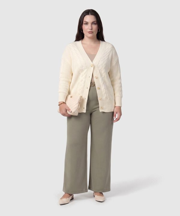 Pantal&oacute;n Wide Leg Con Herraje Para Mujer Curvy