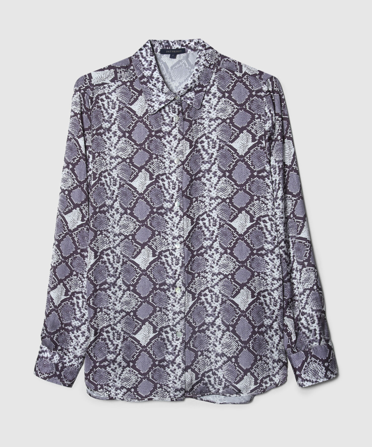 Camisa Estampada En Satín Manga Larga