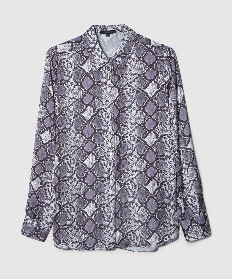Camisa Estampada En Satín Manga Larga