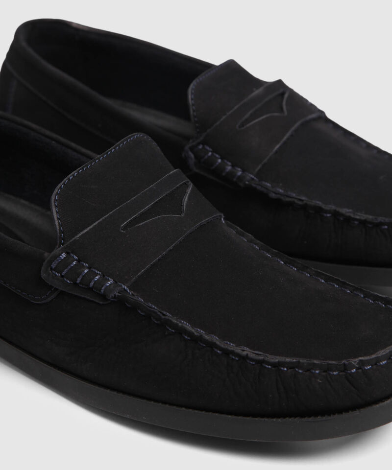 Mocas&iacute;n Elegante de Antelina con Costura Frontal Para Hombre