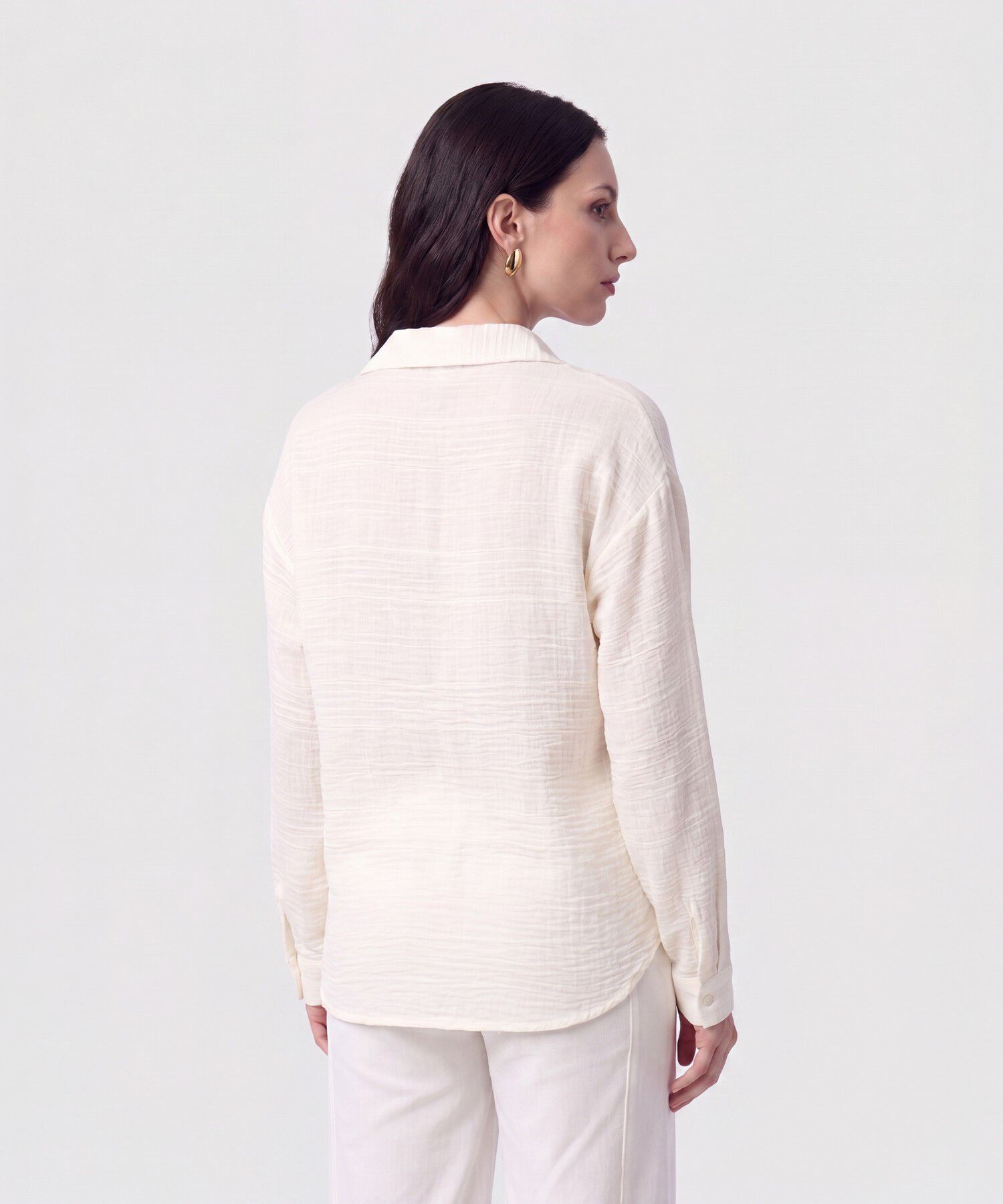 Camisa Escote en V con Cuello Para Mujer