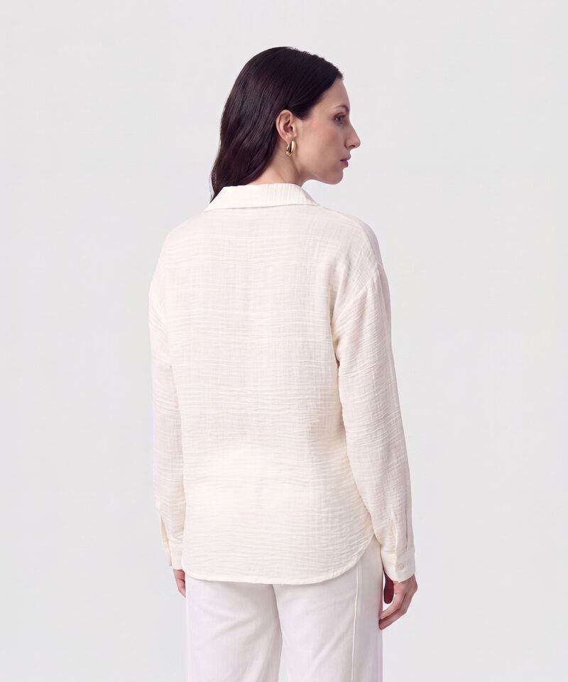 Camisa Escote en V con Cuello Para Mujer
