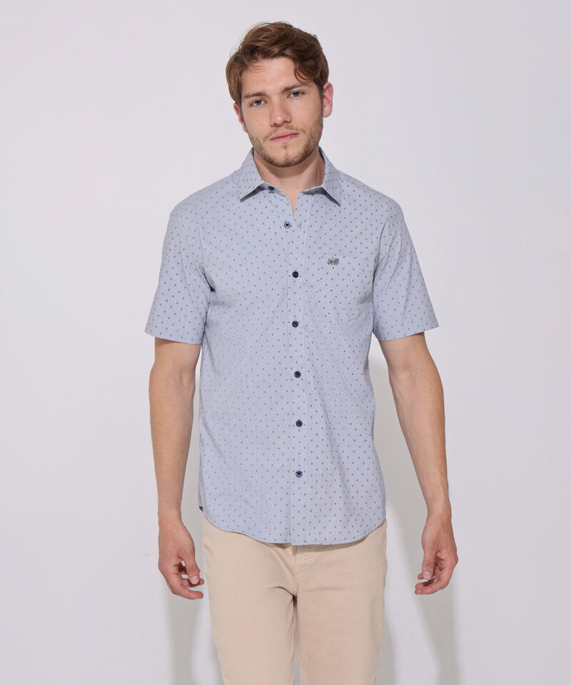 Camisa Estampada Manga Corta Con Bolsillo Y Silueta Slim Fit