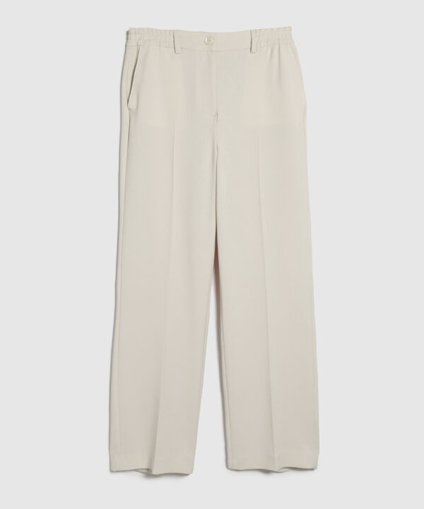 Pantalón Clásico Con Bolsillos Laterales Y Pretina Encauchada Solo En Posterior