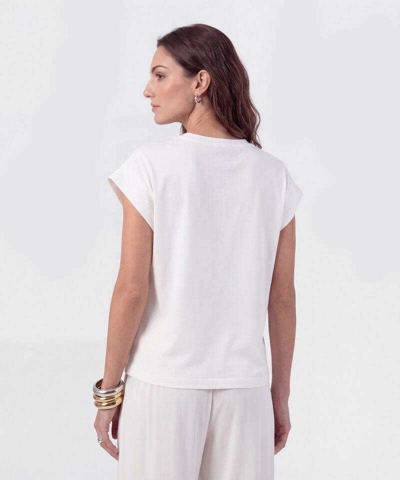 Camiseta Manga Corta Con Doblez Para Mujer