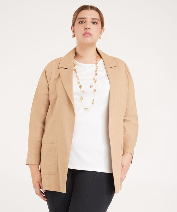 Chaqueta Unicolor Con Bolsillo De Parche