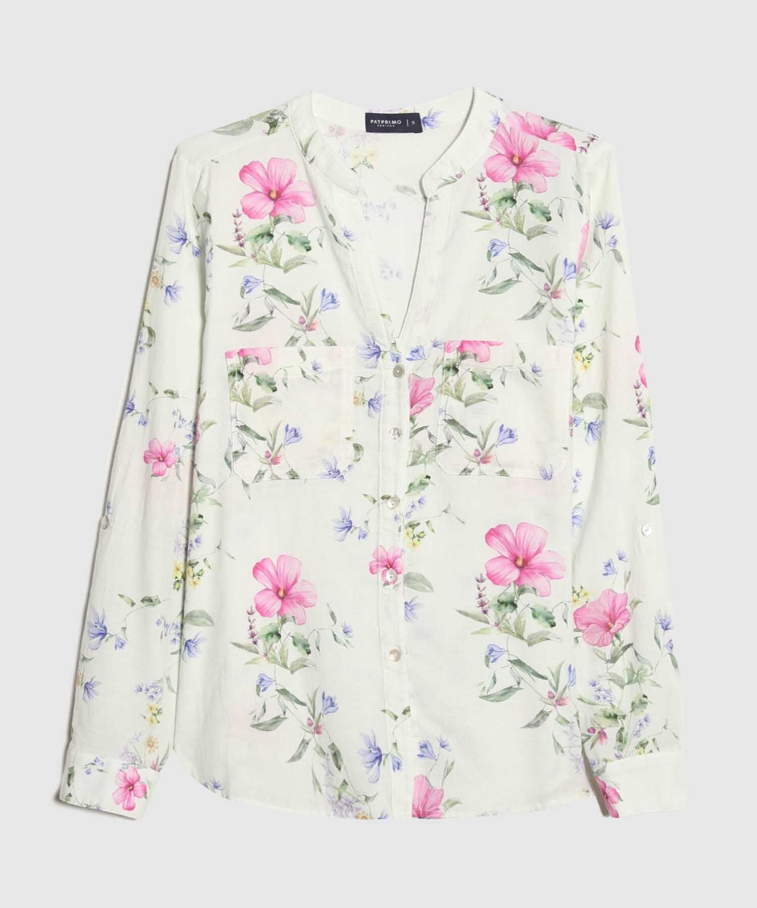 Blusa Estampada en Efecto Lino