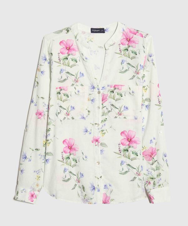 Blusa Estampada en Efecto Lino