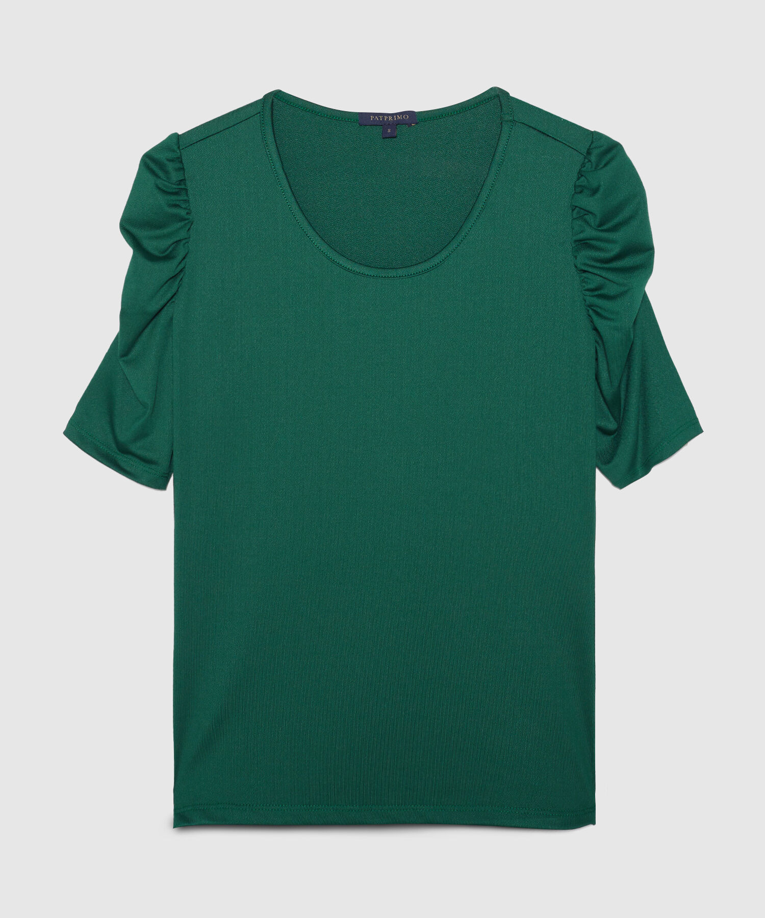 Camiseta Manga Corta Unicolor Con Ruche