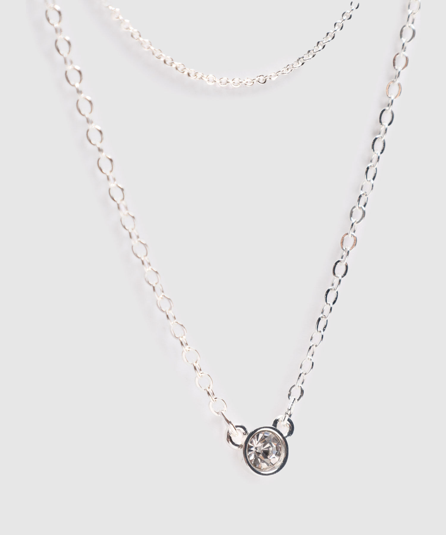 Set De Collar Doble Y Topos Con Cristales