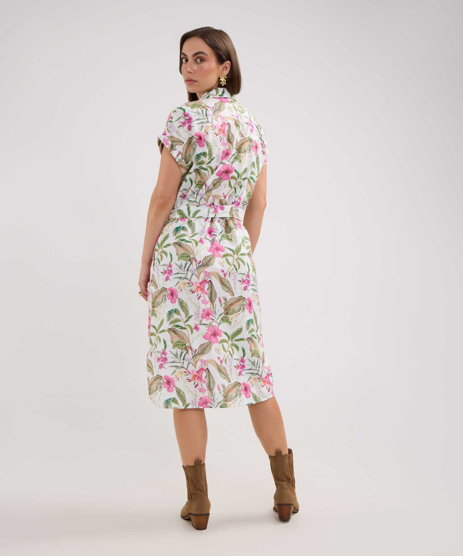 Vestido Camisero en Efecto Lino