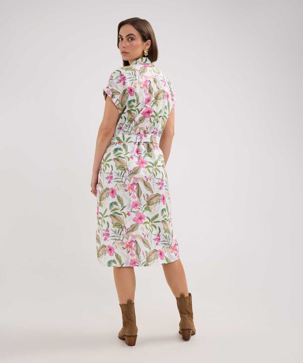 Vestido Camisero en Efecto Lino