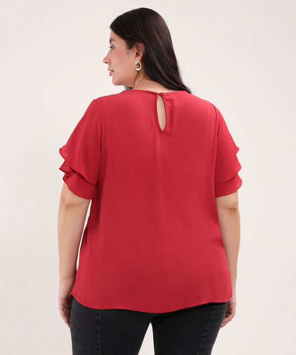 Blusa Unicolor Con Mangas Tipo Gola