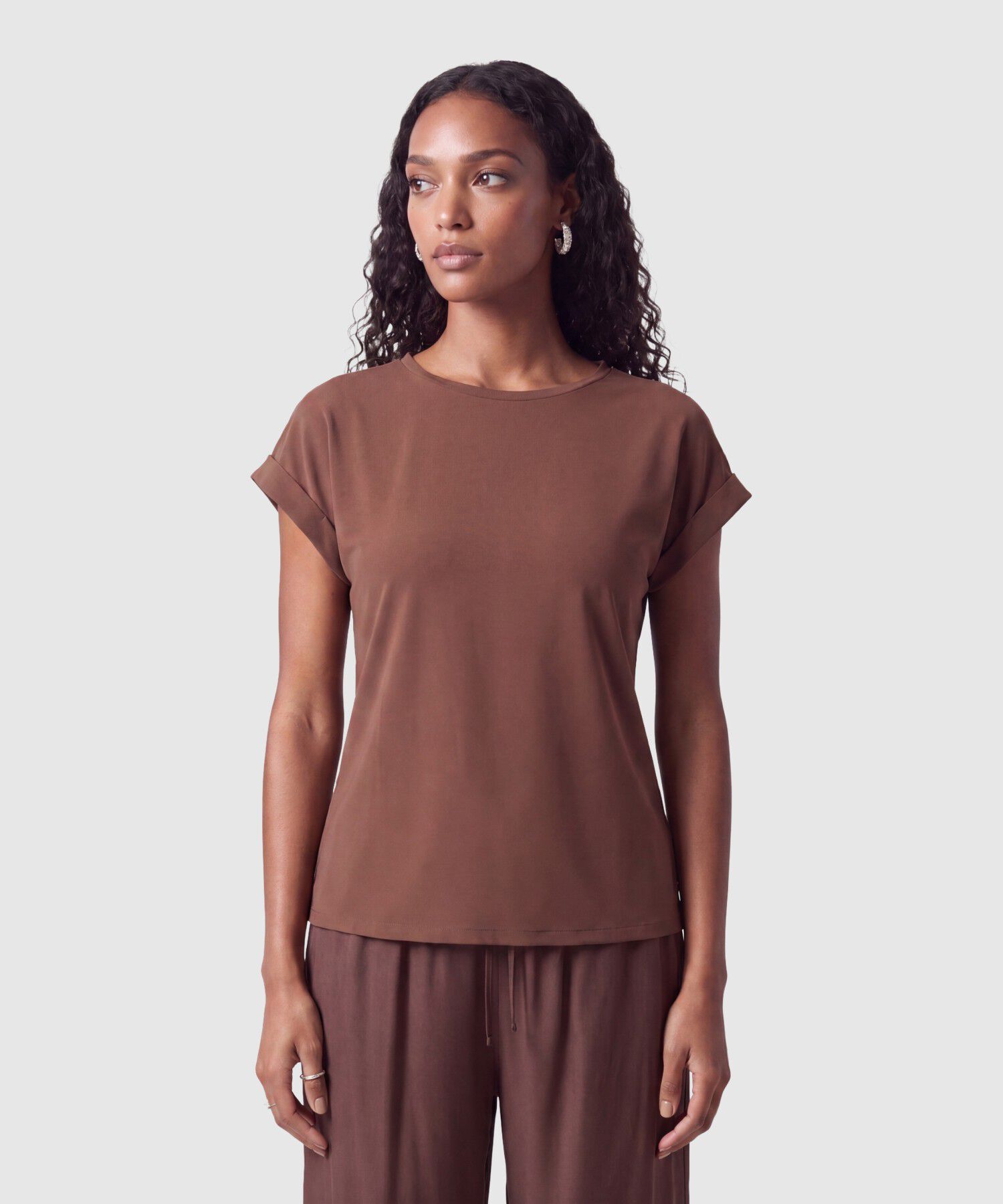 Camiseta B&aacute;sica De Manga Corta Para Mujer