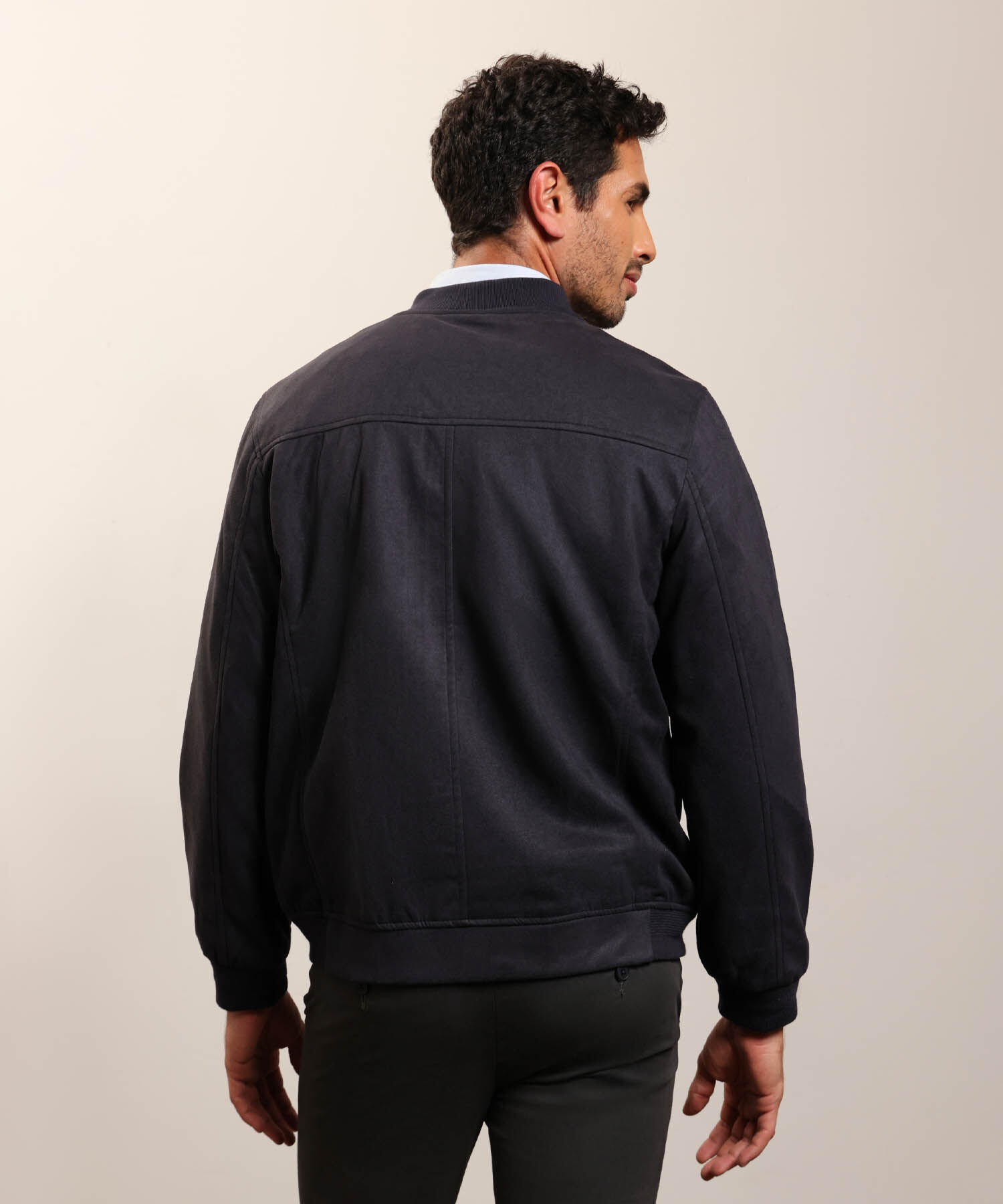 Chaqueta Bomber de Tela Lisa para Hombre Casual