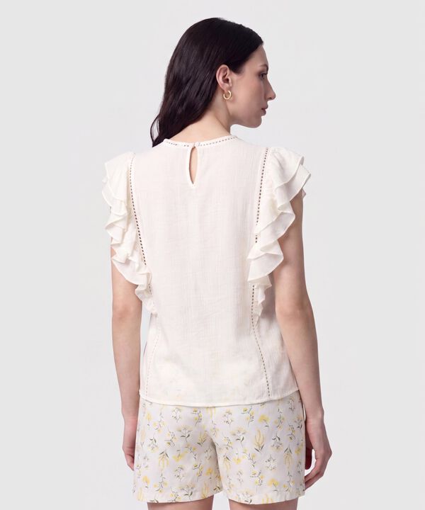 Blusa de volantes calada para mujer