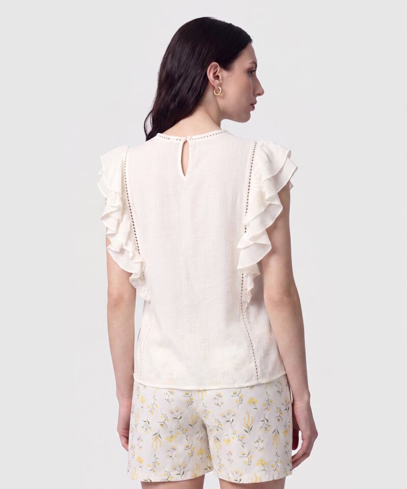 Blusa de volantes calada para mujer