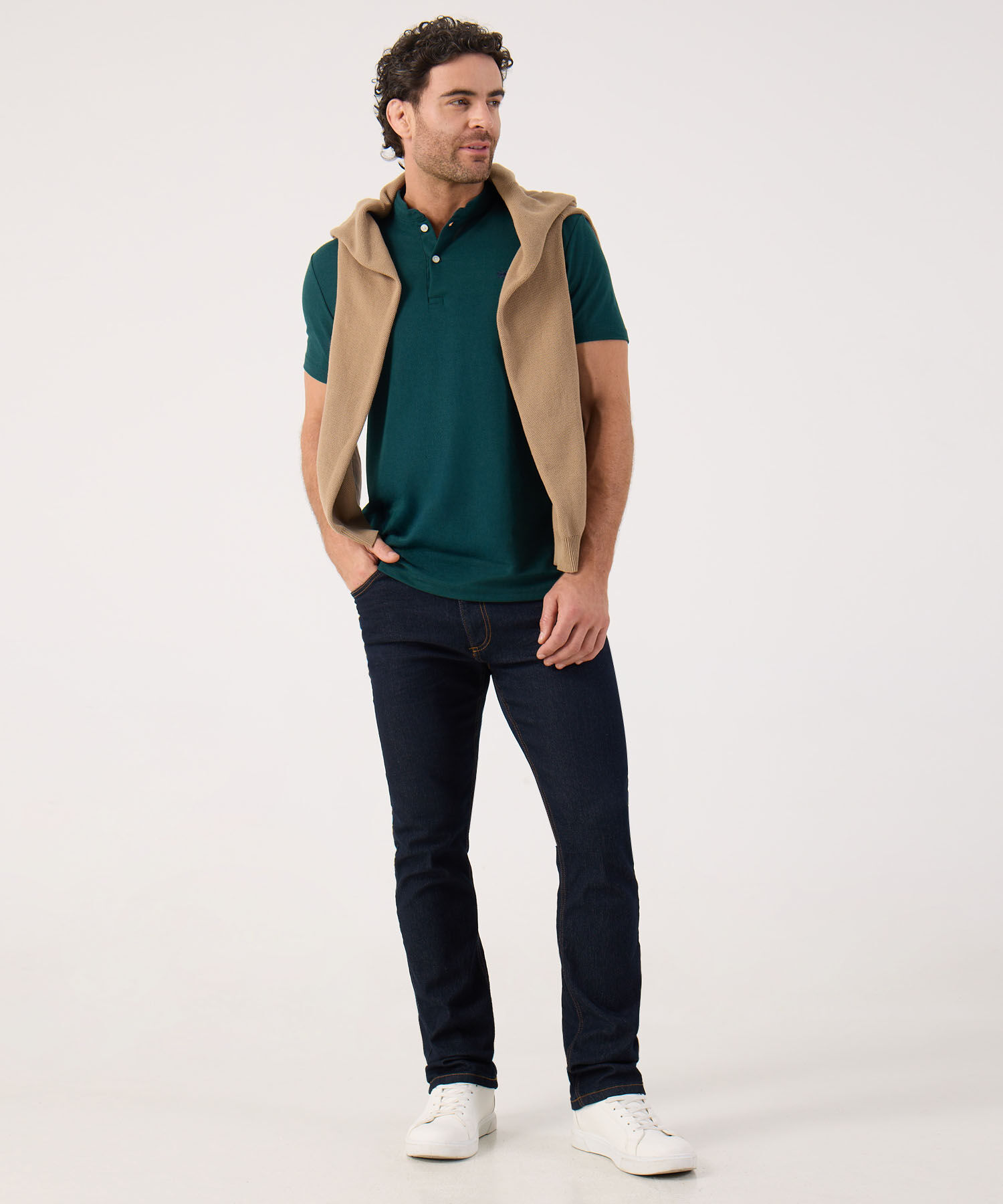 Polo Mao Unicolor Con Pestaña Unicolor  Sin Bolsillo Silueta Slim Fit