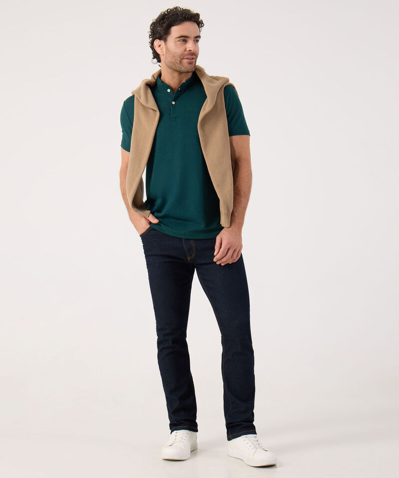 Polo Mao Unicolor Con Pestaña Unicolor  Sin Bolsillo Silueta Slim Fit