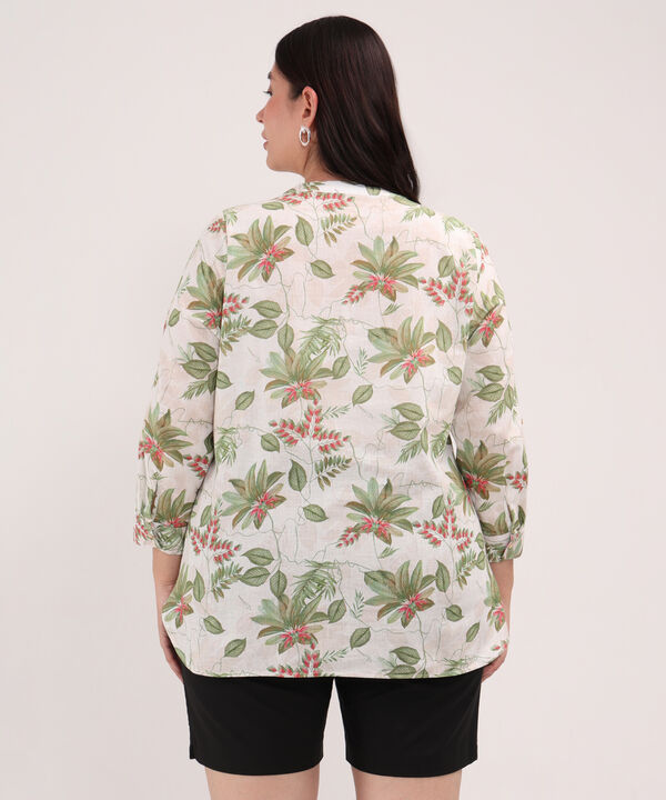 Blusa Manga Larga Estampada Con Charretera