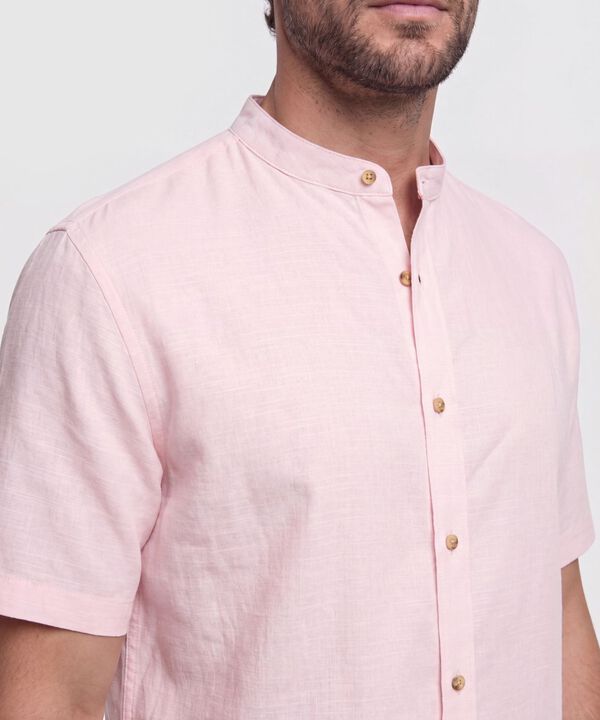 Camisa Cuello Mao Unicolor para Hombre