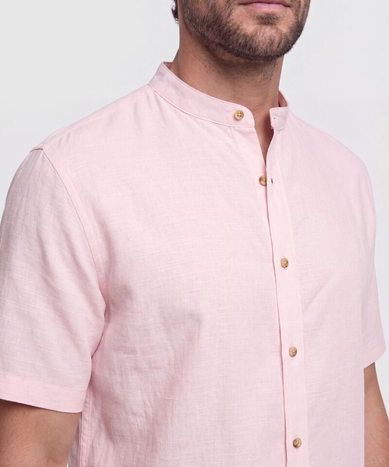 Camisa Cuello Mao Unicolor para Hombre
