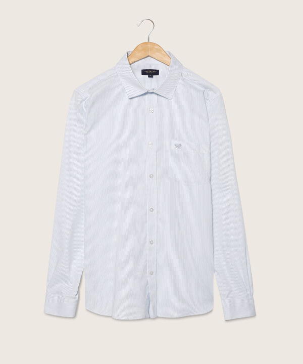 Camisa Preteñida, Manga Larga Con Bolsillo Y Silueta Regular Fit