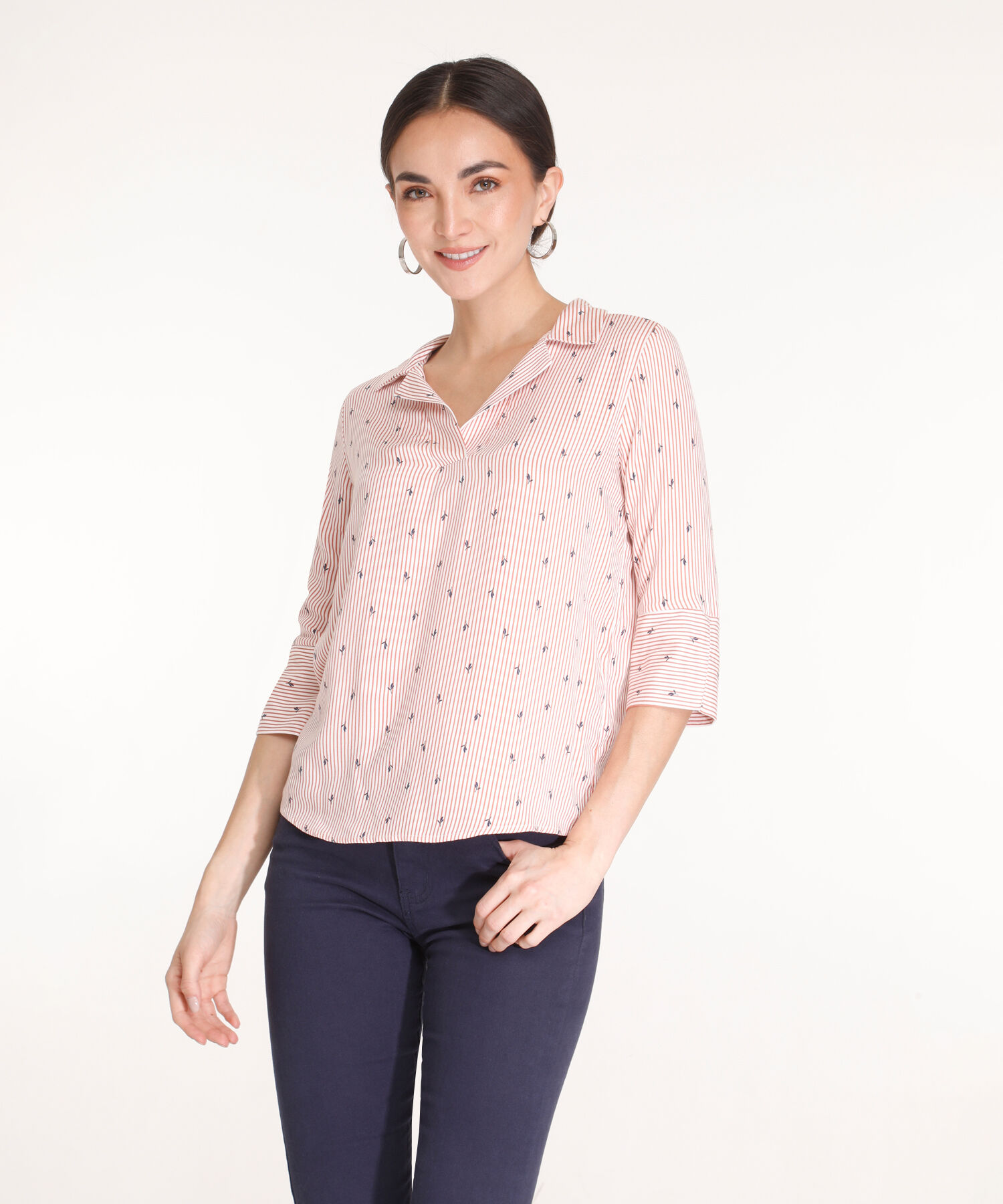 Camisa Manga 3/4 Corporativa Estampada