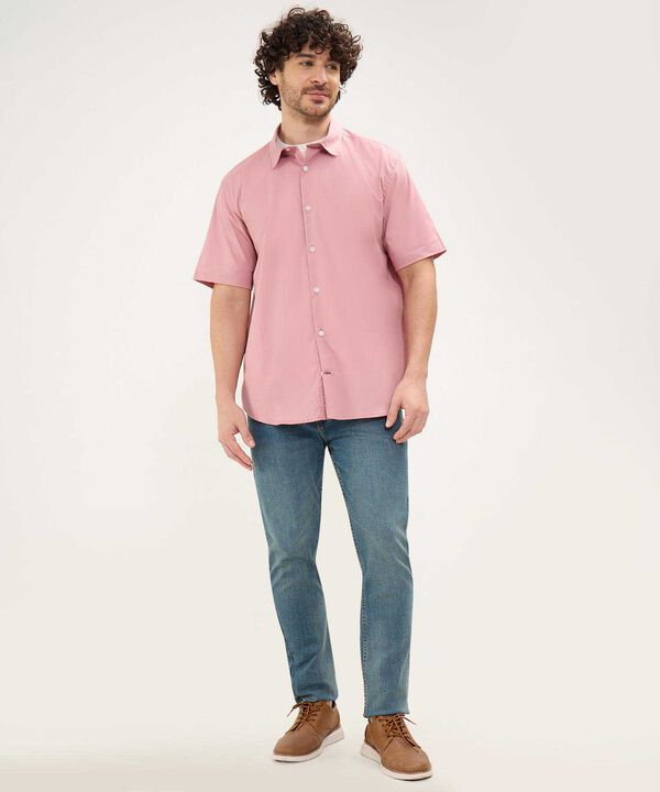Camisa Manga Corta con Cuello Camisero Blanco