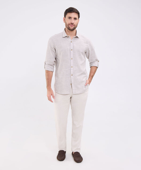 Camisa manga larga unicolor para hombre image number null
