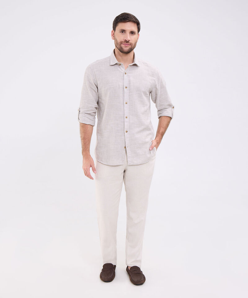 Camisa manga larga unicolor para hombre